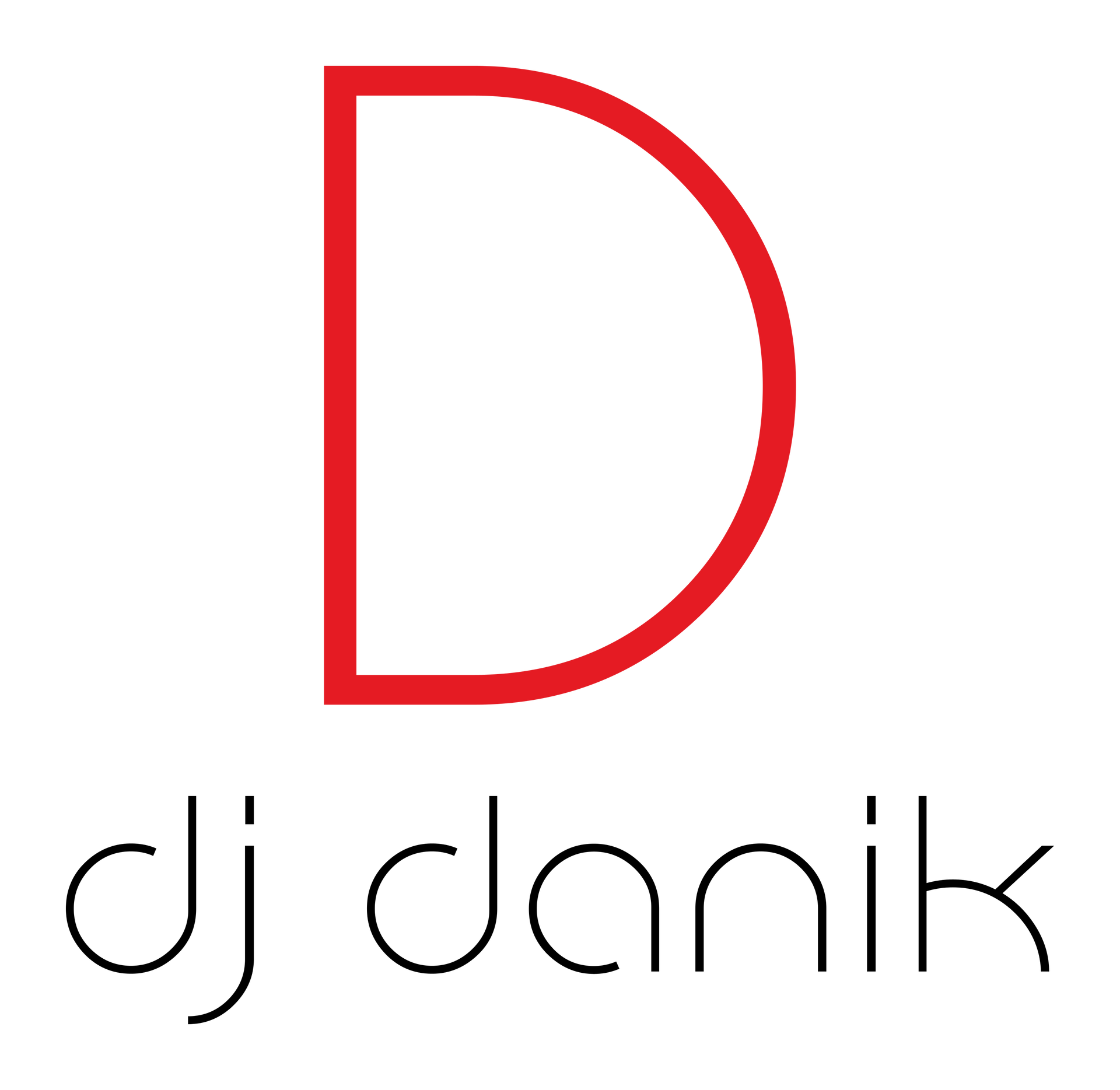 Red "D" above white text "dj danik".
