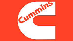 The cummins logo is on a red background.