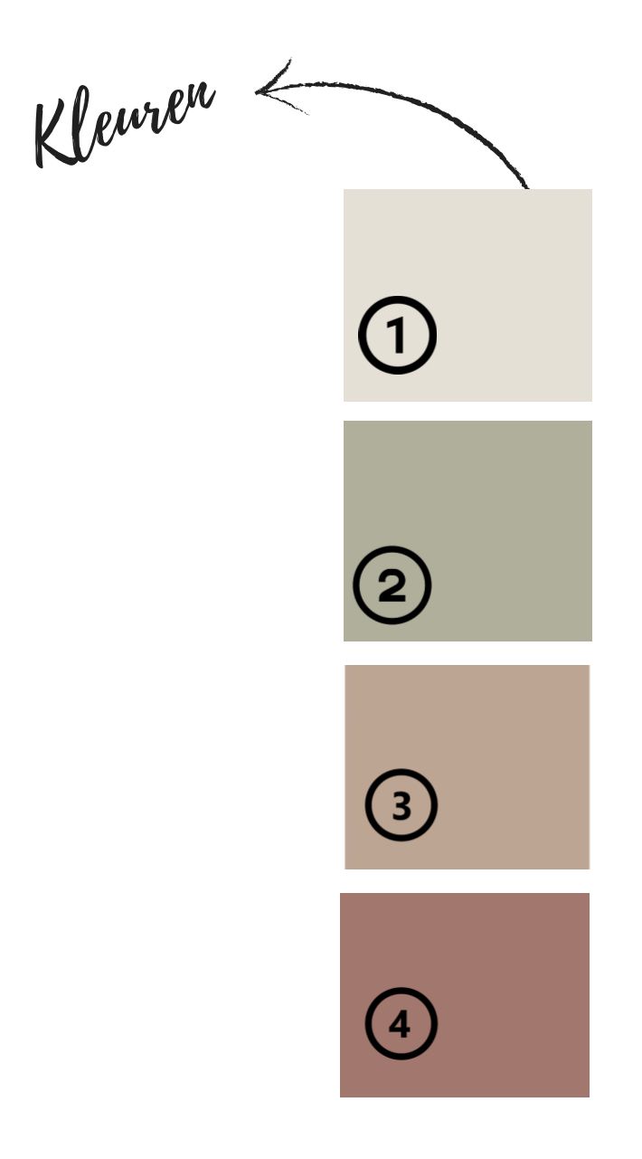 Vier achtergrondkleuren waaruit je kunt kiezen voor je vilten familieportret: Licht beige, Olijf groen, warm beige en bruin roze – elk met een neutrale, rustige uitstraling die het portret laat spreken.