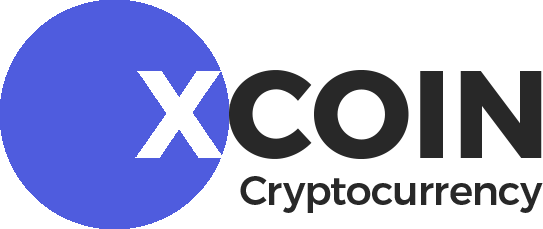 XCOIN cryptocurrency logo: blue circle with a white