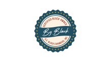 The logo for by black is a certified black owned company.