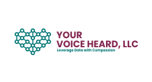 The logo for your voice heard , llc leverage data with compassion.