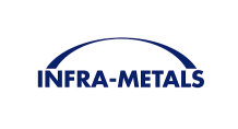 The logo for infra-metals is a blue circle with a curved arch.
