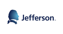 The logo for jefferson shows a silhouette of a man 's head.