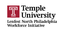 The logo for temple university lenfest north philadelphia workforce initiative