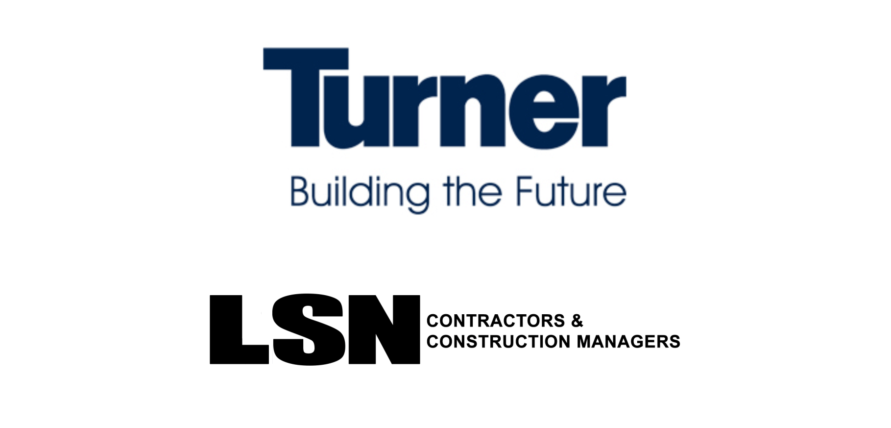 Two logos for turner building the future and lsn construction managers