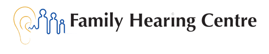 Family Hearing Centre logo with blue and gold ear and people icon