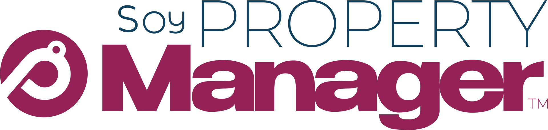 A logo for a company called soy property manager