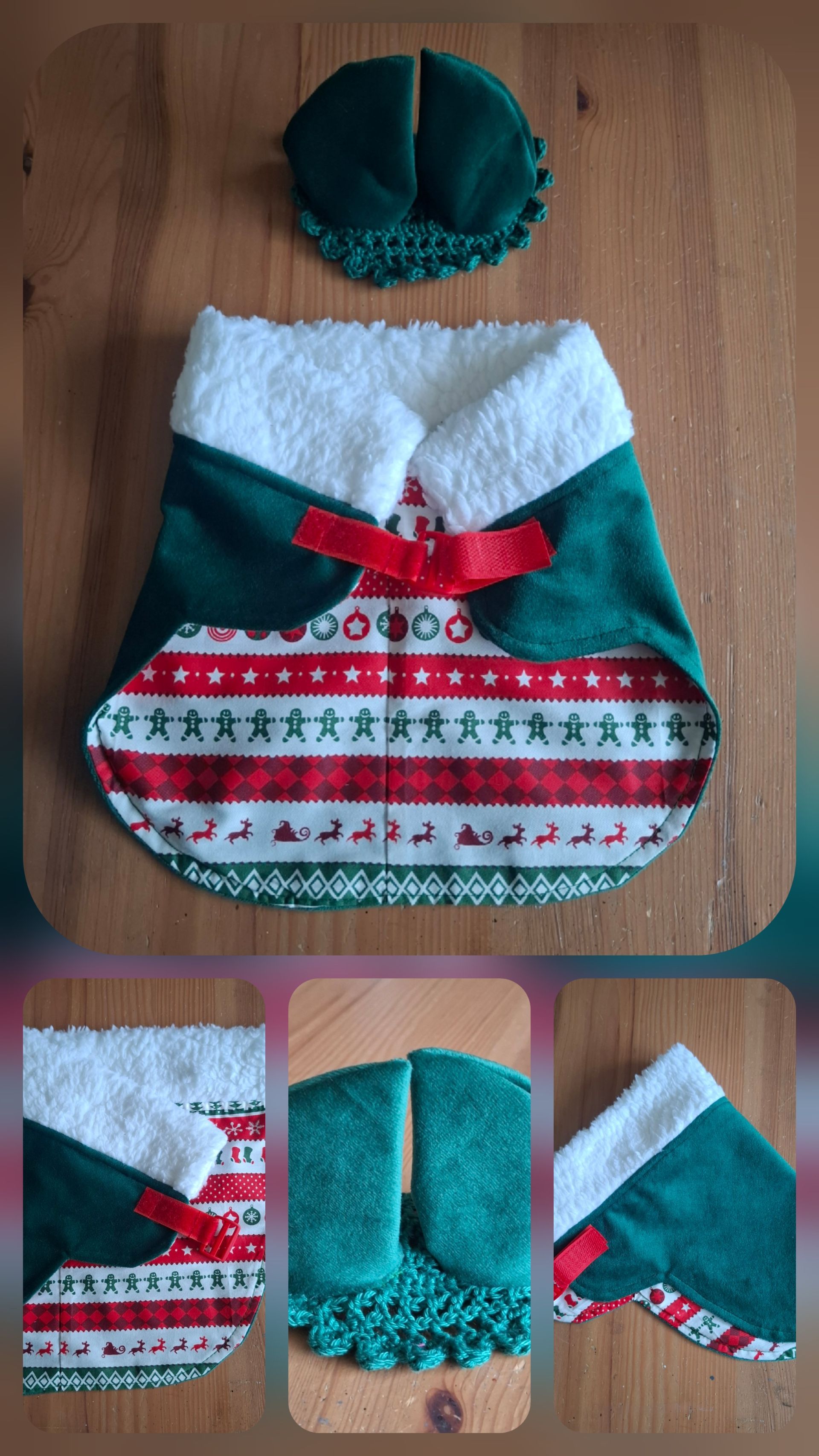 Green Christmas set with blanket and ear net