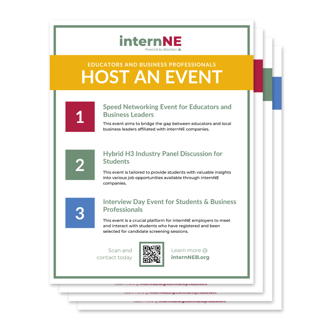 A stack of flyers that say interne host an event