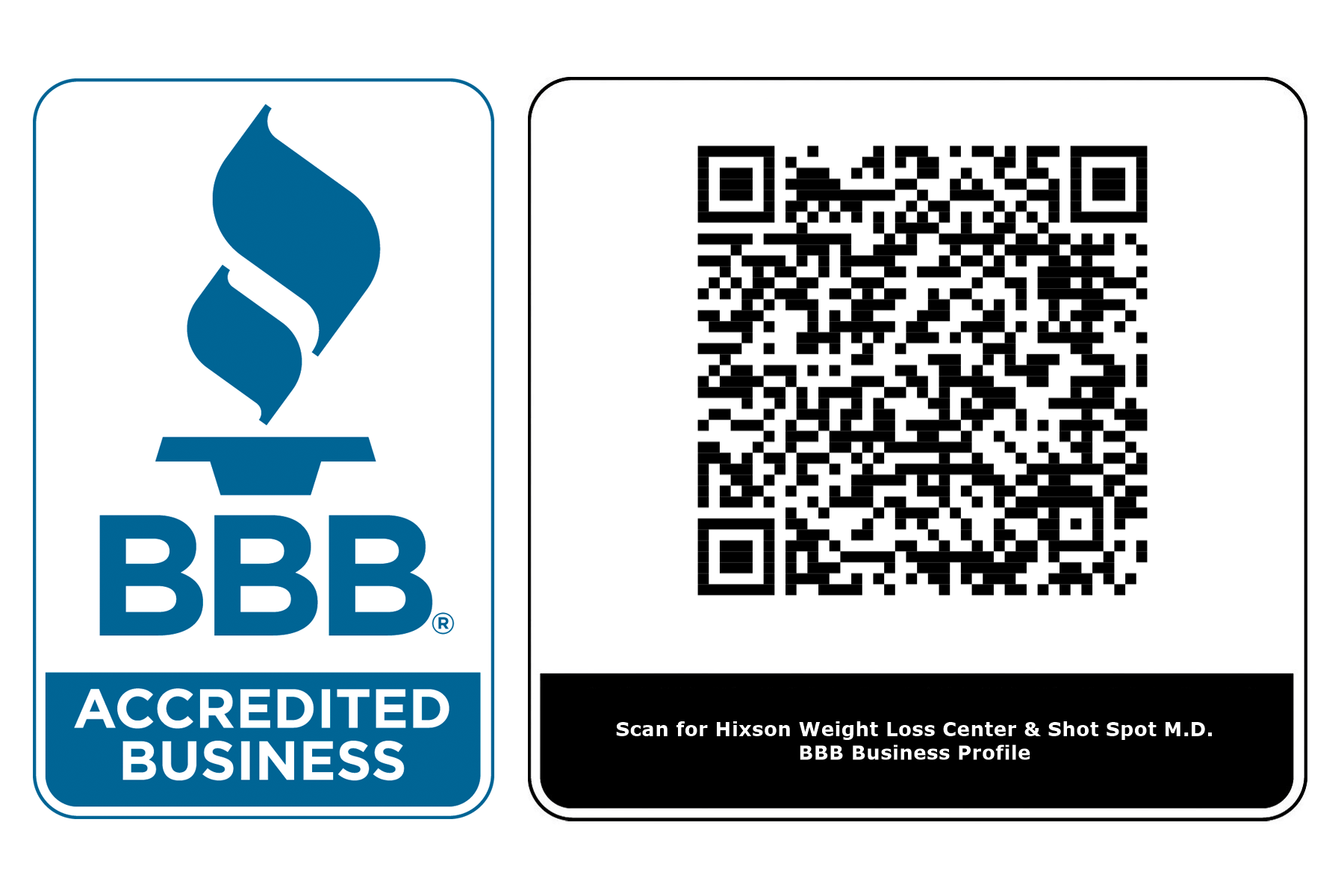 A qr code and a bbb accredited business logo