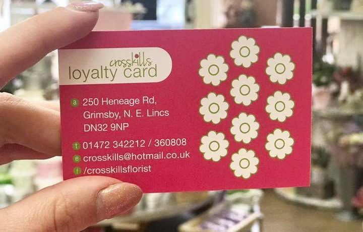 Loyalty card scheme from Crosskills Florist.
