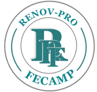 Un logo pour renov-pro fecamp avec la lettre p dans un cercle