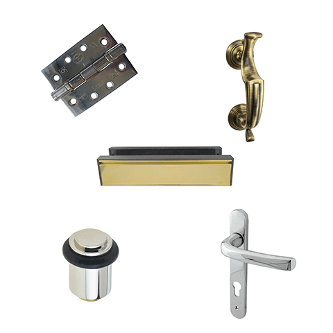 Images of door hardware examples.
