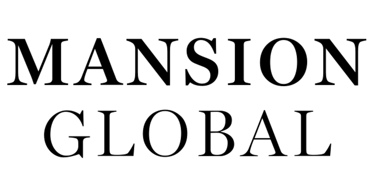 The logo for mansion global is black and white.