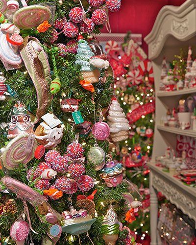 Holiday ornaments on tree