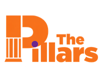 An orange and purple logo for the pillars