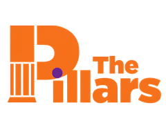 An orange and purple logo for the pillars