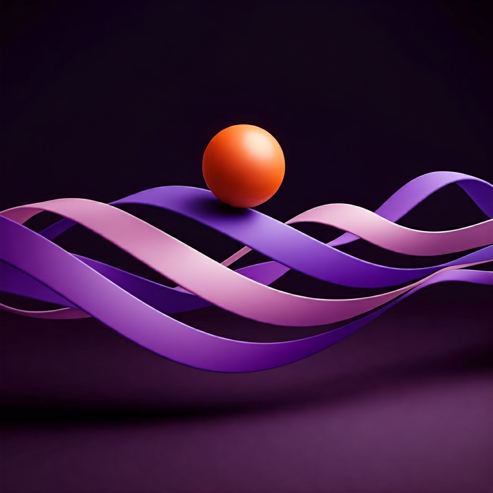 Un ruban violet avec une boule orange dessus