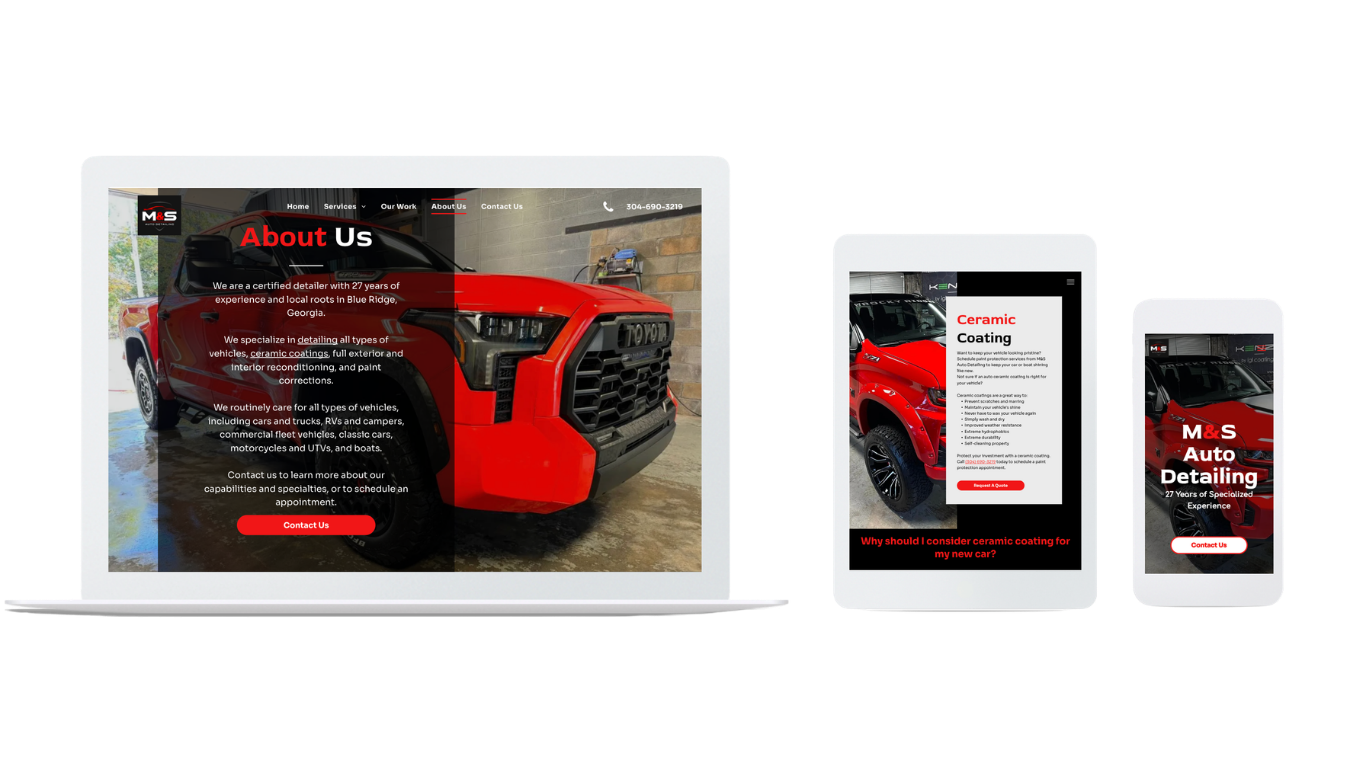 Responsive website mockups showing an 