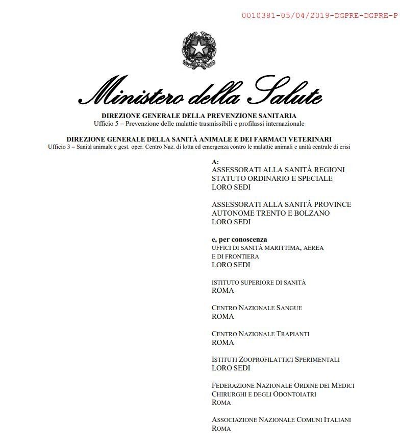 modulo ministeriale - zanzare 2019