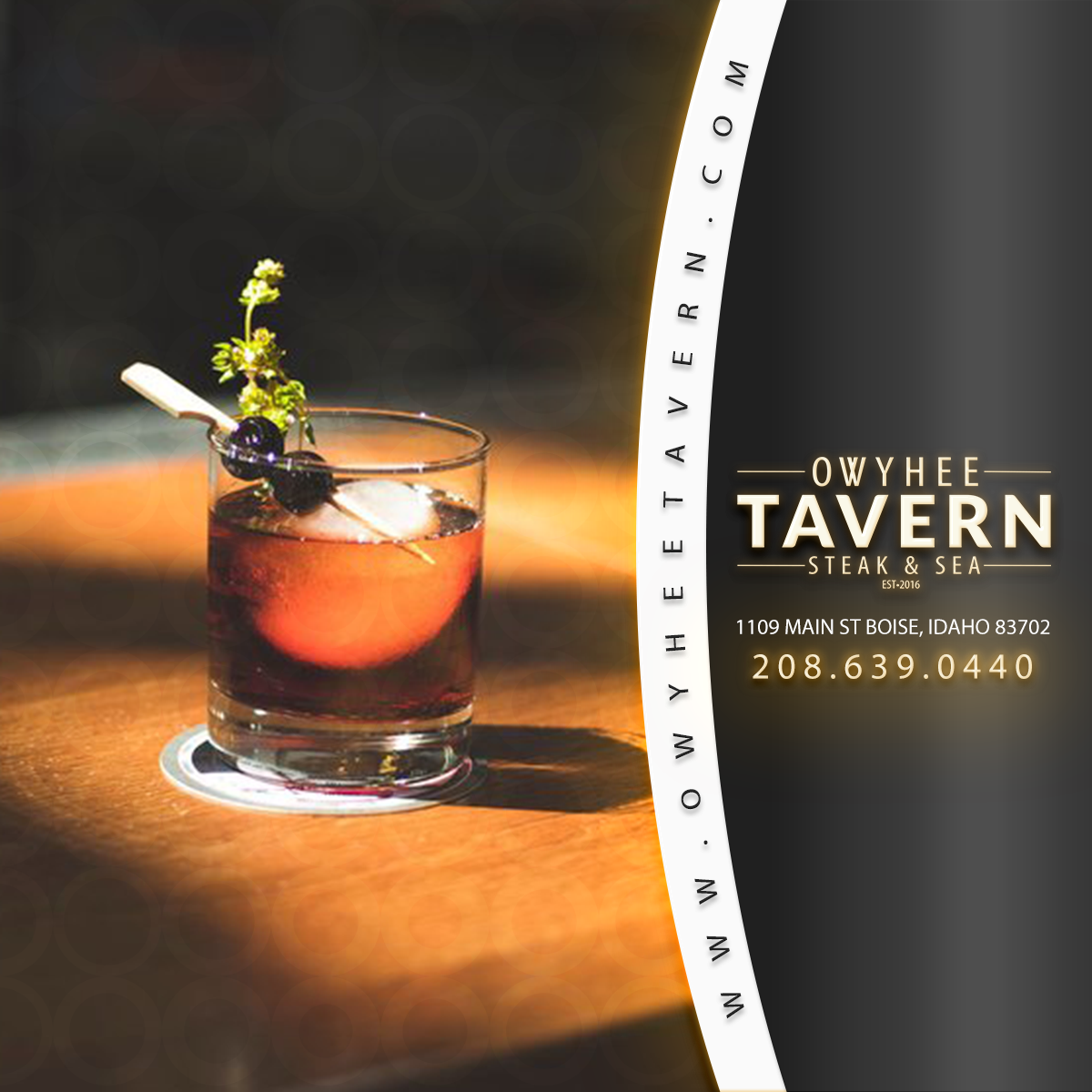 Happy Hour Cocktails at the Owyhee Tavern restaurant in Boise, Idaho