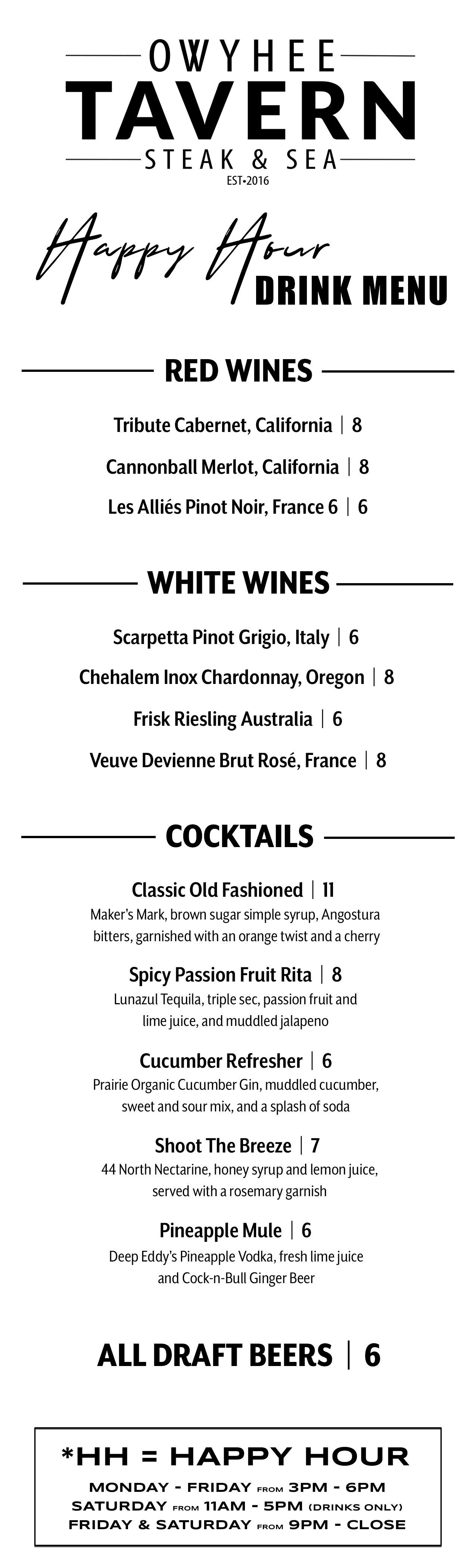 Boise happy hour drinks