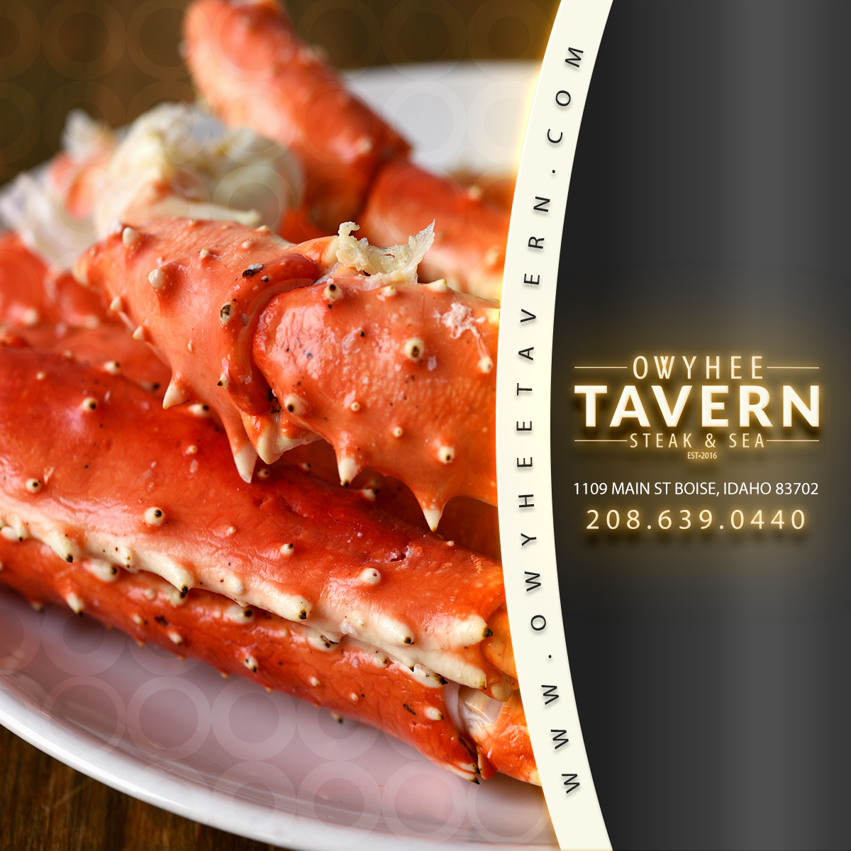 King Crab at the Owyhee Tavern restaurant in Boise, Idaho