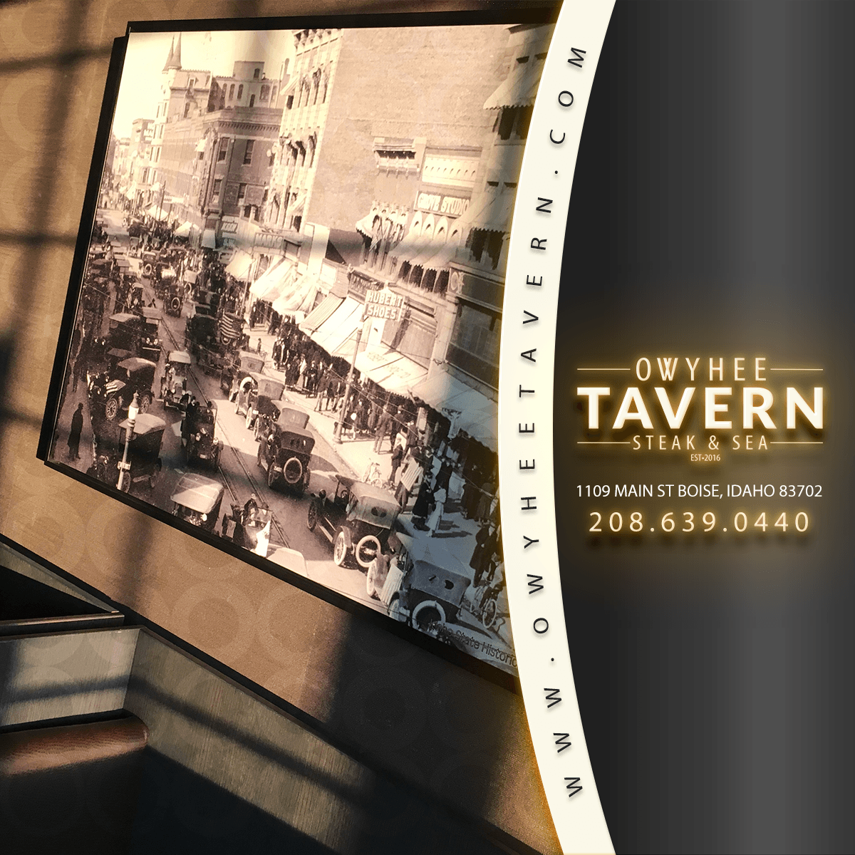 Interior of restaurant at the Owyhee Tavern restaurant in Boise, Idaho