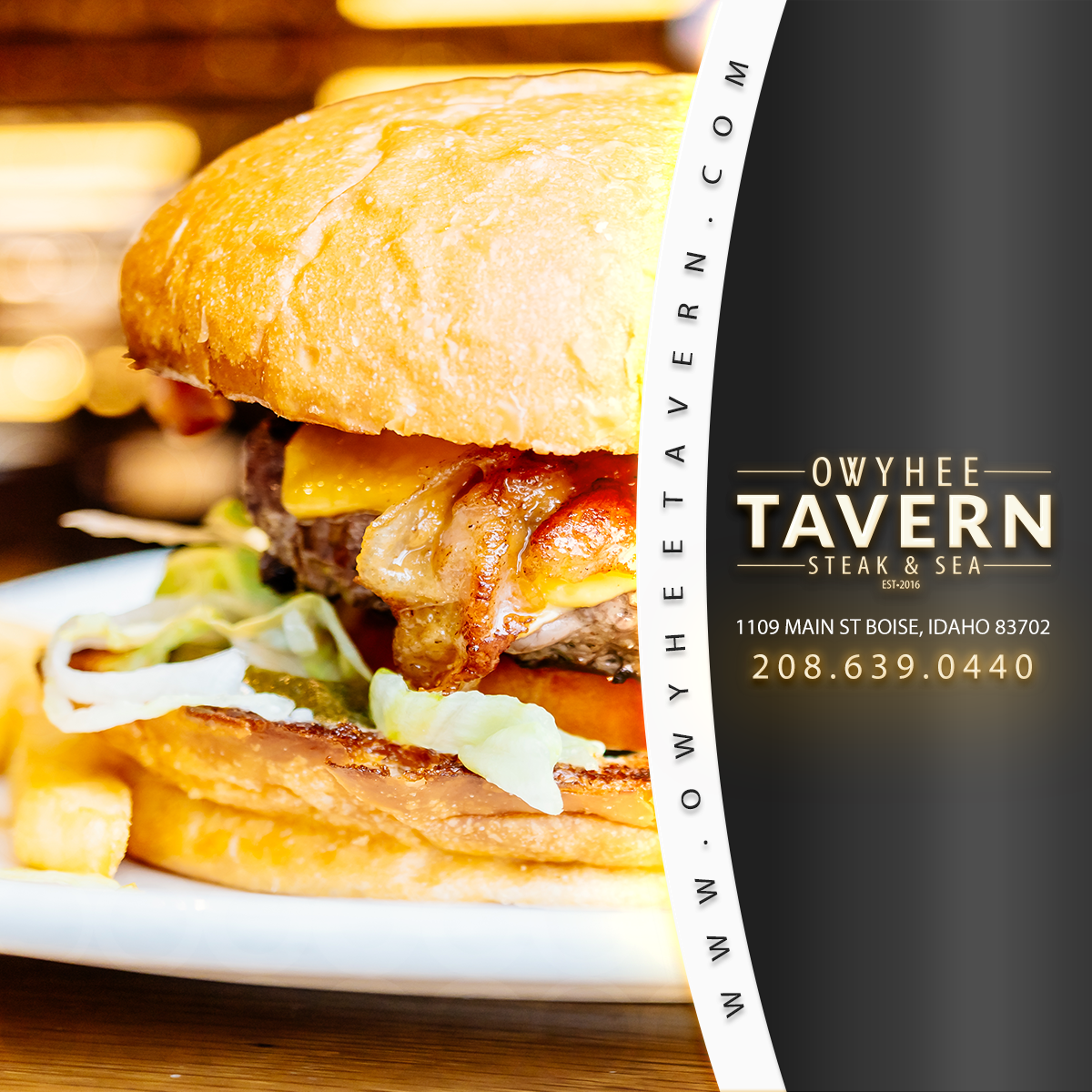 Burgers at the Owyhee Tavern restaurant in Boise, Idaho