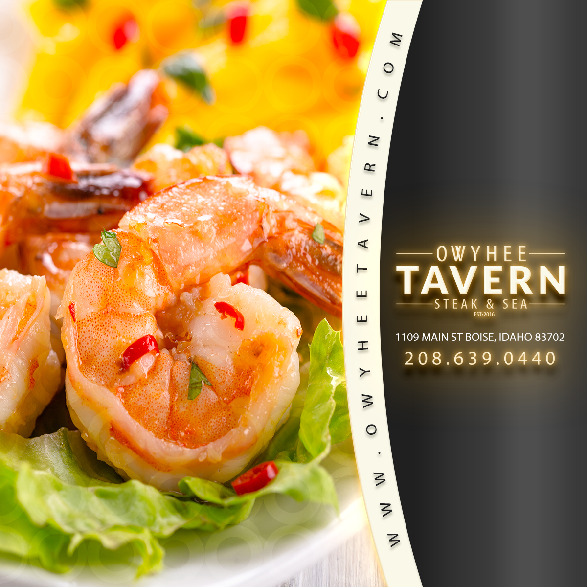 Shrimp at the Owyhee Tavern restaurant in Boise, Idaho