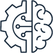 Abstract system icon symbolizing the convergence of human intuition and mechanical execution logic.