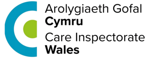 Care Inspectorate Wales logo with blue and green stylized C and bilingual text