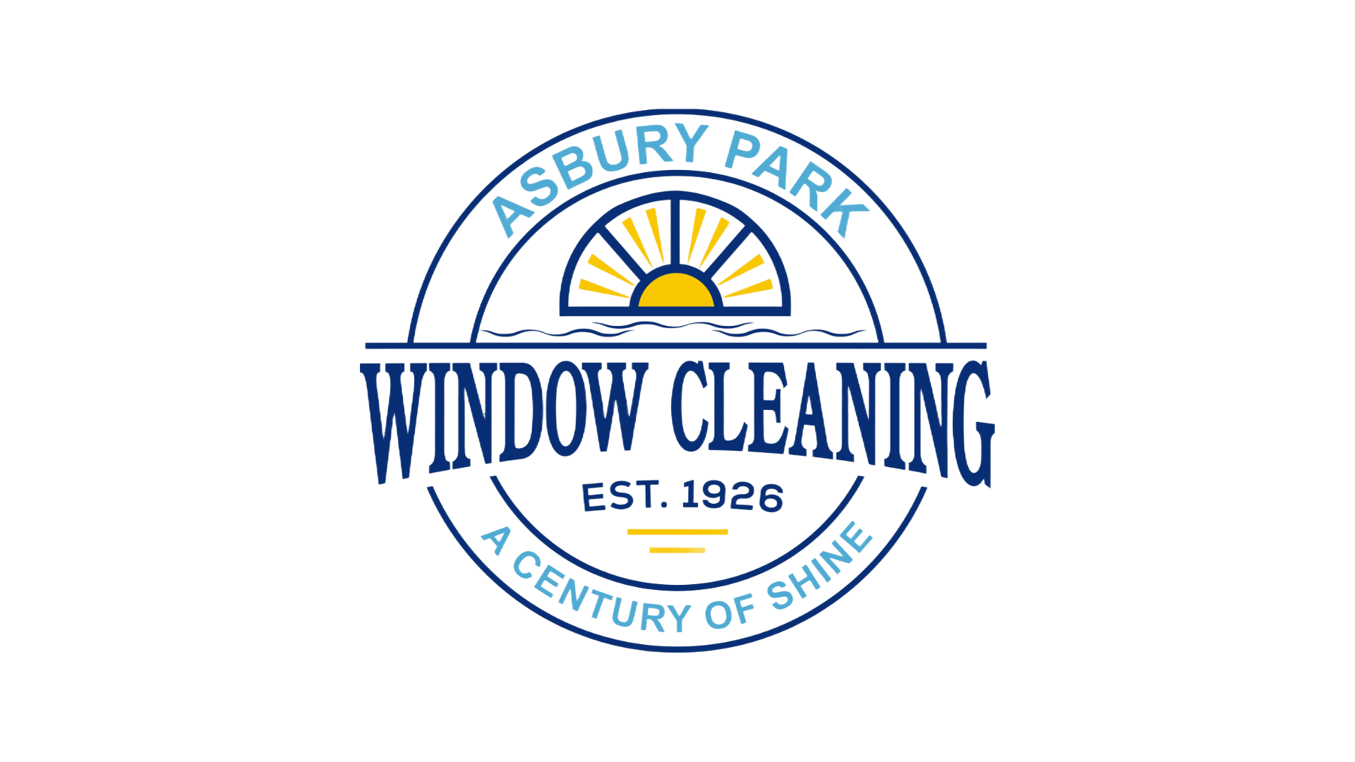 Logo for Asbury Park Window Cleaning: circular design with a window graphic, text 