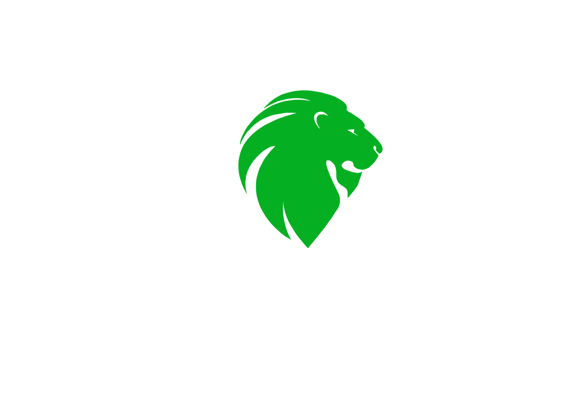 Green lion head logo with cursive 