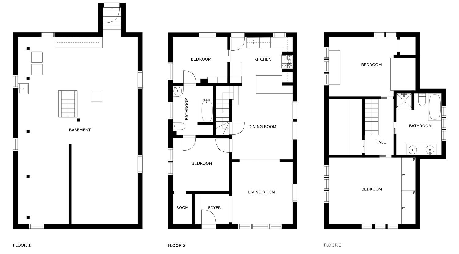 Photo of floorplan for a three story home.