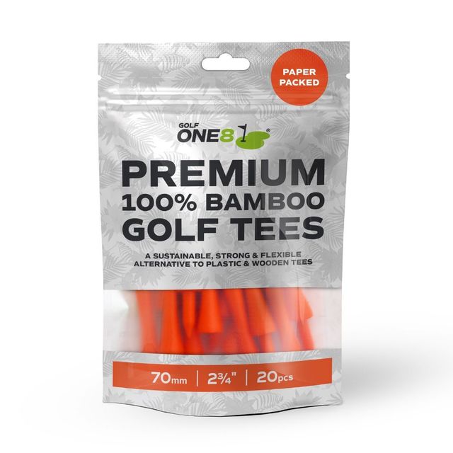Golf One8 Castle Bamboo Golf Tees - Orange 70mm Golf One8 Castle Bamboo Golf Tees - Orange 70mm