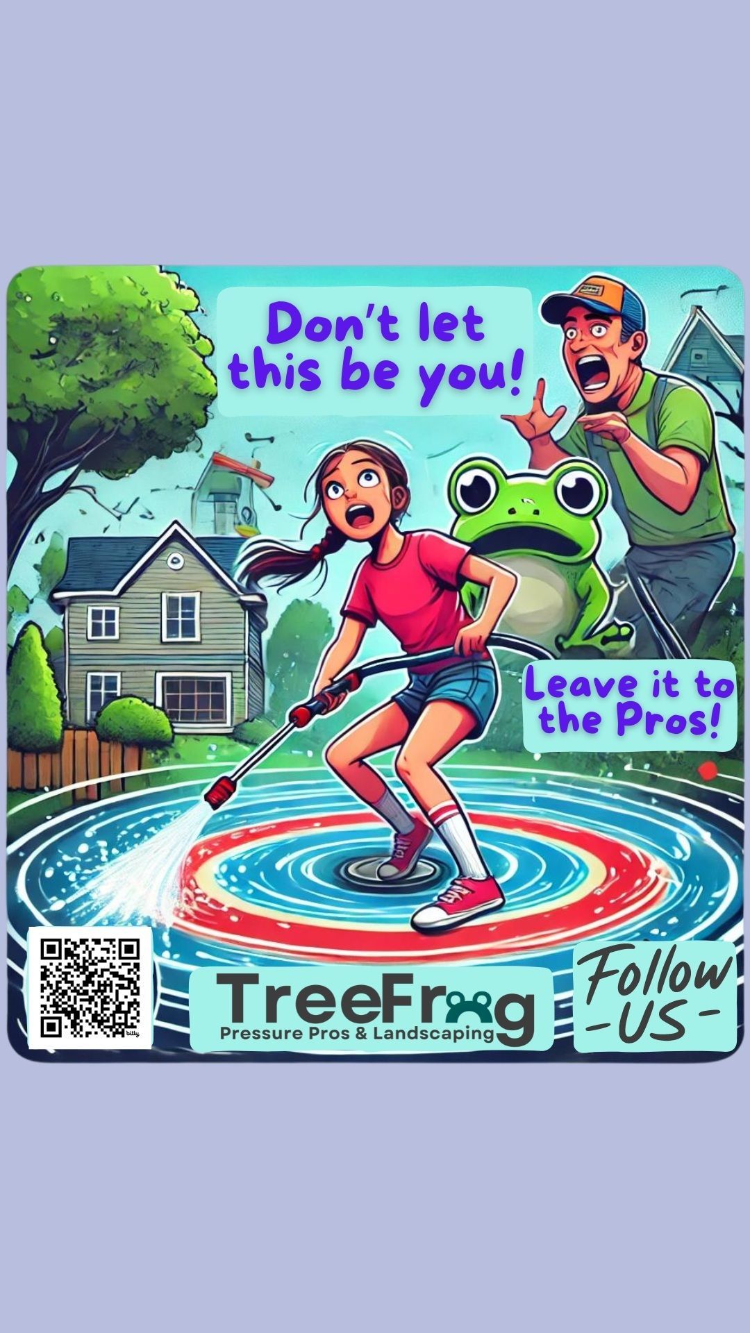 Picture Of Cartoon Spraying Frog - San Antonio, TX - TreeFrog Pressure Pros & Landscaping