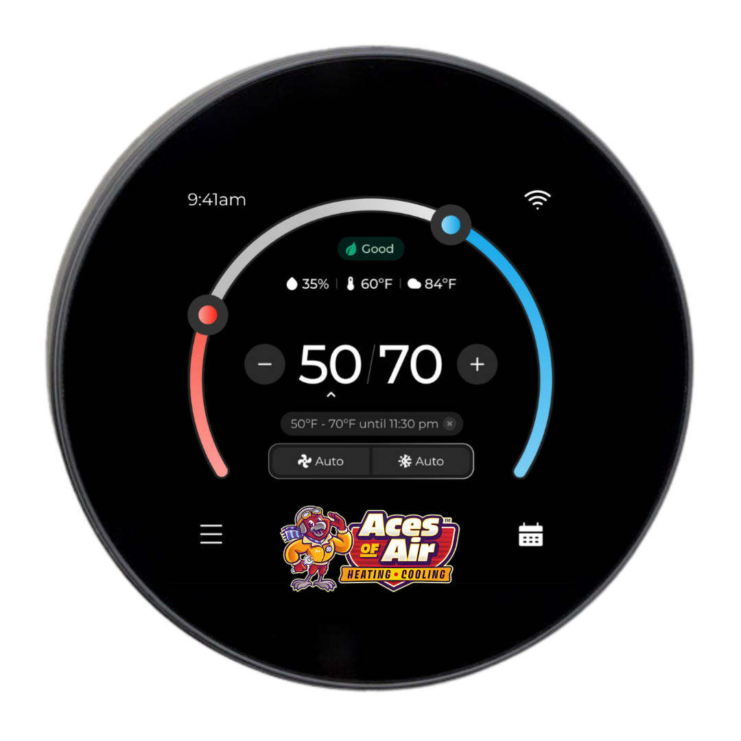 A thermostat with the number 50 on it