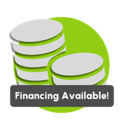 Financing Available! Icon with silhouette of a stack of coins