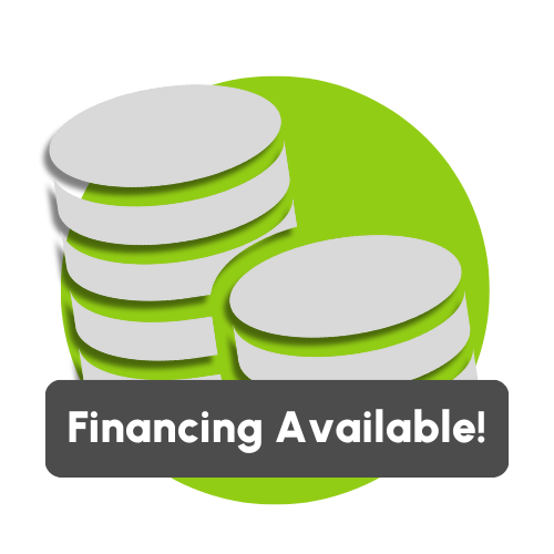 Financing Available! Icon with silhouette of a stack of coins