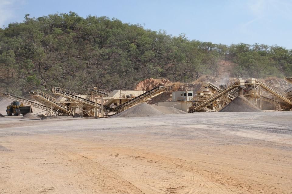 An Industrial Gravel Quarry With Multiple Conveyor Belts and Machinery in Operation — Ostojic Group in Berrimah, NT
