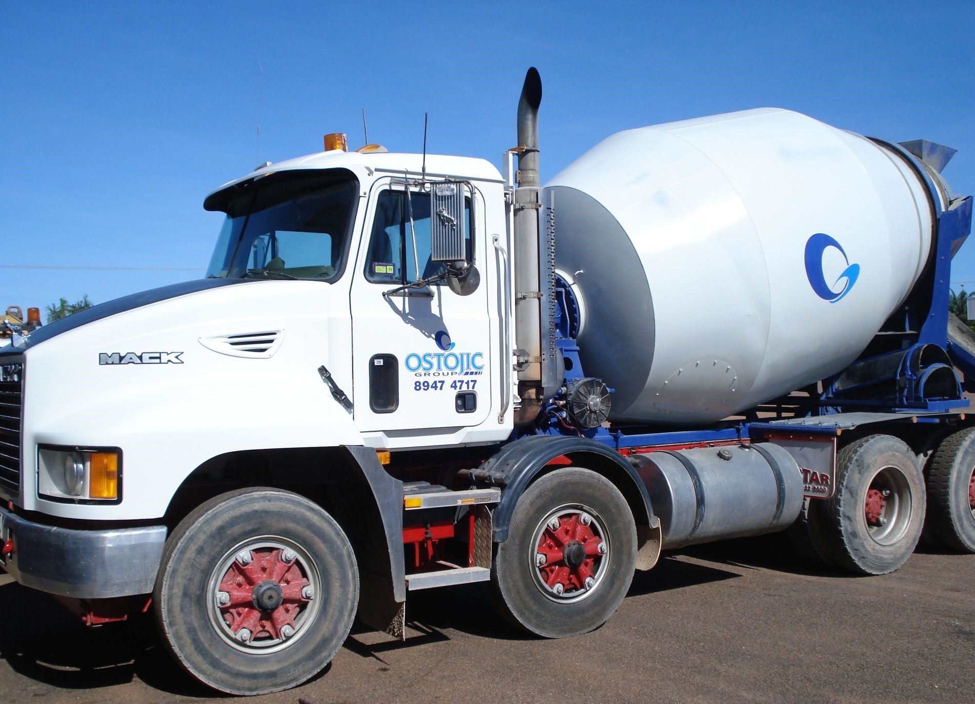 White Concrete Truck Parked