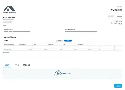 invoice sent by roofers