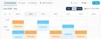 RoofPilot calendar used to keep track of job scheduling