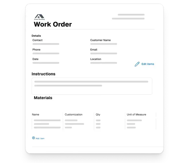 roofing company work order