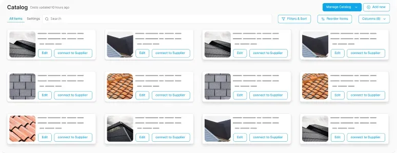 RoofPilot material ordering catalog