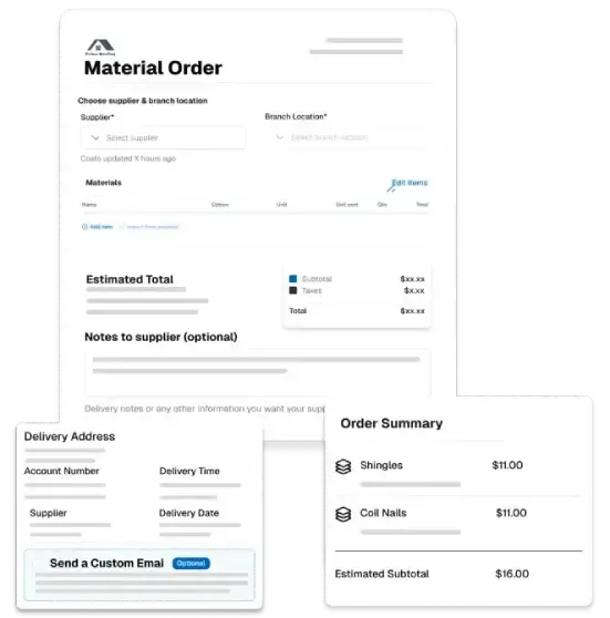roof software material order document