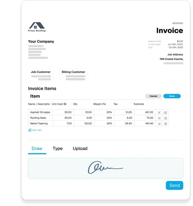 roofing company software for payments