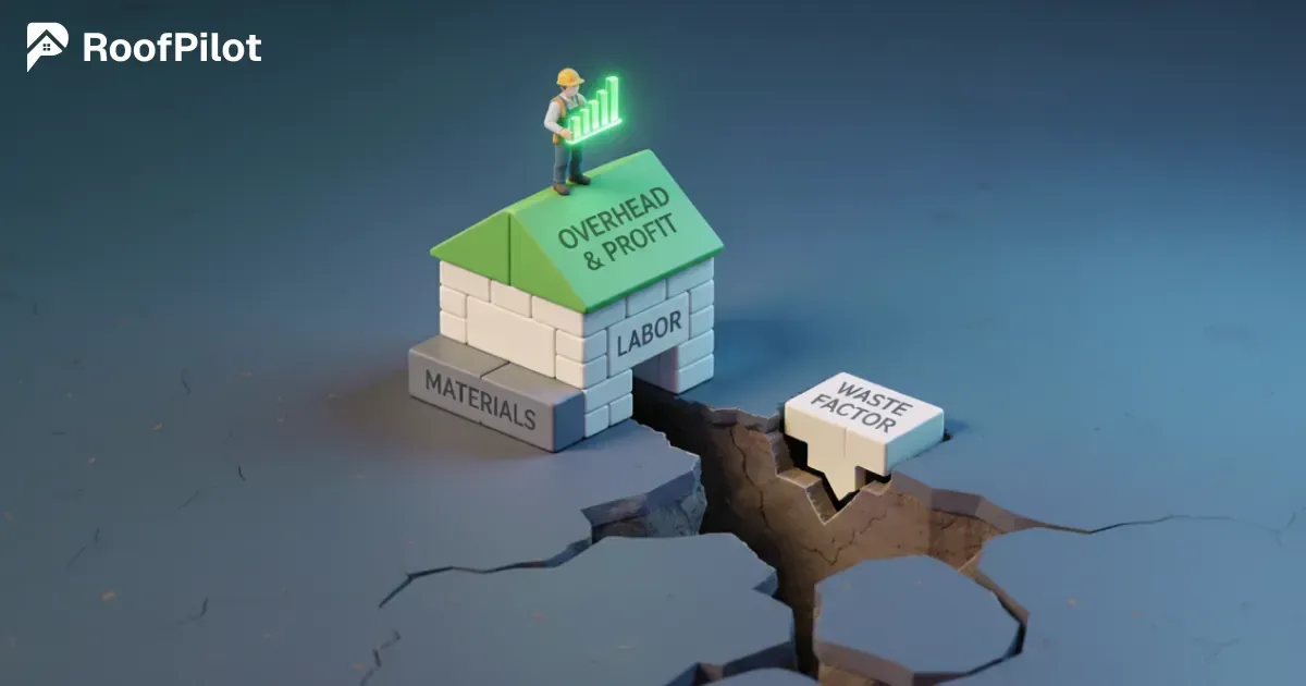 Accurate roof estimating includes materials, labor, overhead, profit, and proper waste factor to avoid losing money